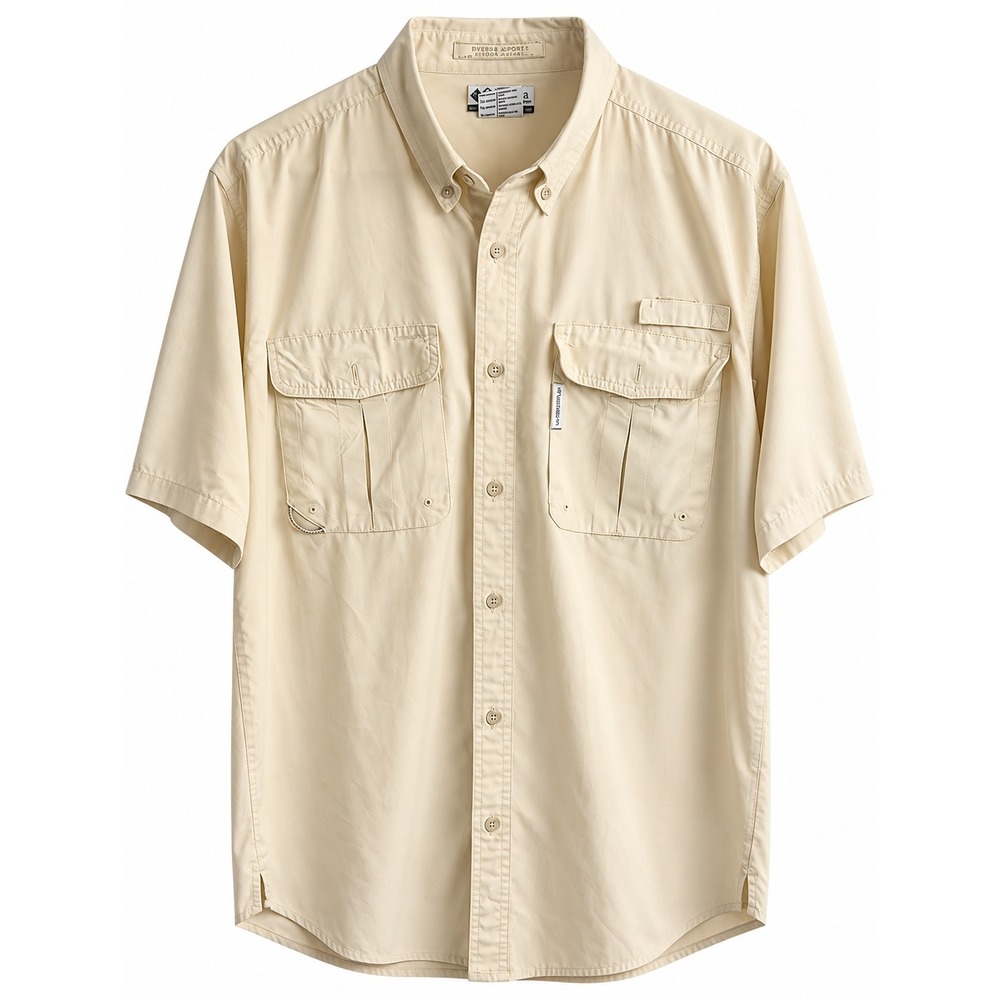 Columbia Men's XL Beige Short Sleeve Fishing Outdoor Utility Shirt